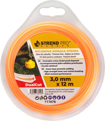 Silon na kosenie DualCut DBQ 3,0 mm, L-12 m, hranatý