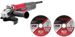 Grinder Worcraft AG08-115P, 710W, 115 mm, M14, angle, PROMO + 2 discs