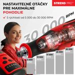 Csiszoló Strend Pro, mini, egyenes, fúráshoz és csiszoláshoz, 8 V, 1500 mAh, tartozékokkal