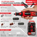 Csiszoló Strend Pro, mini, egyenes, fúráshoz és csiszoláshoz, 8 V, 1500 mAh, tartozékokkal