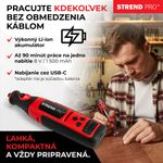 Csiszoló Strend Pro, mini, egyenes, fúráshoz és csiszoláshoz, 8 V, 1500 mAh, tartozékokkal