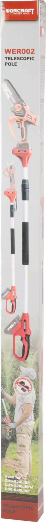 Tyč Worcraft WER002 ShareSYS, na mini reťazovú pílu CHS-S20LIBP a nožnice CSC-S20LiBP, teleskopická, 1,6-2,6 m