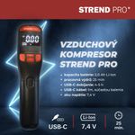 Kompresszor Strend Pro K25, kézi, 150 psi, 10 bar, LED világítás, akkumulátoros pumpa
