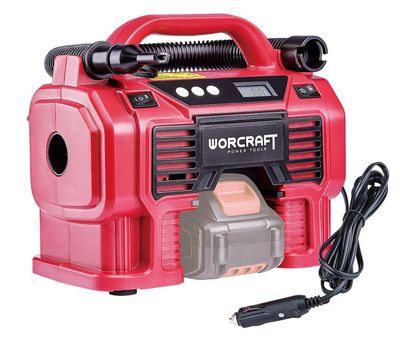 Compressor Worcraft CAC-S20LiA ShareSYS, 160 Psi/11 Bar, 20V Li-ion, LED light + car socket