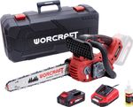 Fűrész Worcraft CGC-S20LiBAM, szénkefe nélküli, láncos, 20V Li-ion, 75 ml-es olajtartály, 12"-os lán