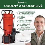 Szivattyú Strend Pro Garden QDX5, 900W, szennyvízhez, 20000 l/óra, 10 m kábel, késsel, szeptikus tar