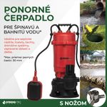 Čerpadlo Strend Pro Garden QDX5, 900W, kalové, 20000 l/h, kábel 10 m, s nožom, do septiku