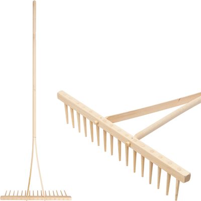Wooden garden rake 16 teeth