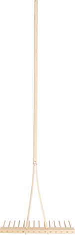 Rake, wooden, 14-tine, for hay, for leaves, wooden handle