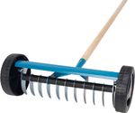 Gyepgereblye Strend Pro R152W, 11 fogú, gyomhoz levegőztető, kerekekkel, nyéllel