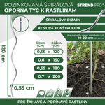 Tyč GS1 1200/5,5 mm, špirálová, drôtená, Zn, oporná k rastlinám a paradajkám