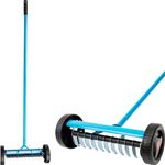 Gyepgereblye Strend Pro, 11 fogú, gyepszellőztető gyomhoz, kerekekkel, fém nyéllel