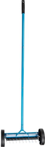 Rake for lawn Strend Pro, 11 teeth, aerating for weeds, with wheels, with metal handle