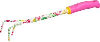 Cultivator Strend Pro, gardening, 3-teeth, flower print, pink, 41x6 cm, Ladies line