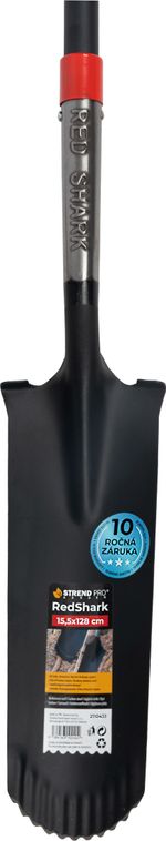 Ásó Strend Pro Premium RedShark, keskeny, drén, üvegszálas D-nyéllel 1280 mm, 10 év garancia
