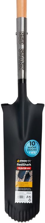 Spade Strend Pro Premium RedShark, narrow, drainage, with 1280 mm wooden D-handle, 10-year warranty
