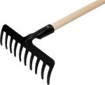 Hrable záhradné Strend Pro Premium R-606, 10 zubé, kované, drevená násada