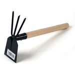 Hand Hoe FED 102/1000, flat blade/three-pronged cultivator, with handle