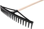 Hay Rake Longbow, 18-tine, plastic, for leaves, wooden handle
