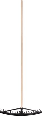 Hay Rake Longbow, 18-tine, plastic, for leaves, wooden handle