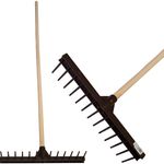 Hay Rake DKP, 13-tine, plastic, for leaves, wooden handle