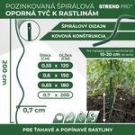 Tyč GS2 2000/7 mm, špirálová, drôtená, zelená, oporná k rastlinám a paradajkám