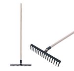 Garden rake R107SK 16 teeth wooden handle 1600mm
