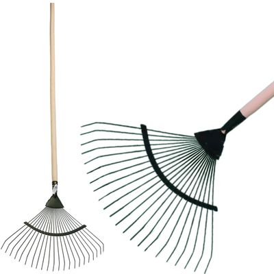 Garden leaf rake metal (wire teeth) + wooden handle