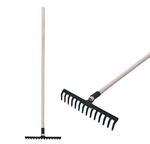 Rake R105, 14-tine, garden, wooden handle 1800 mm