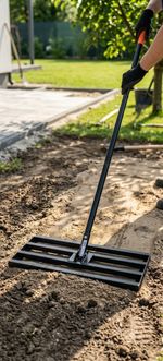 Gyepszintező Strend Pro Garden, 60x40x150 cm, gereblye, szintező