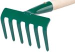 Hand Rake FED 109/550, garden, 6 tines, wooden handle