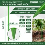 Tyč CountryYard S295, 210 cm, 9.5 mm, zelená, oporná, sklolaminát