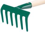 Hand Rake FED 109/250, garden, 6 tines, wooden handle