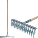 Gyepgereblye Strend Pro R108A.WH, 14 fogú, levegőztető, gyepszellőztető, fa nyél