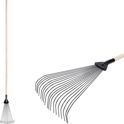 Garden leaf rake metal (wire teeth) 18teeth + wooden handle