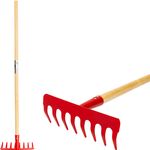 Kerti gereblye Strend Pro Herrison 813-04, fém, 8 fogú, 900 mm-es fa nyéllel, mini