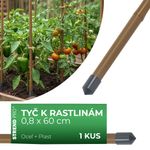 Tyč Garden TY 8/600 mm, oceľ/plast, hnedá, oporná k rastlinám a paradajkám