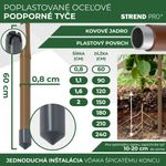 Tyč Garden TY 8/600 mm, oceľ/plast, hnedá, oporná k rastlinám a paradajkám