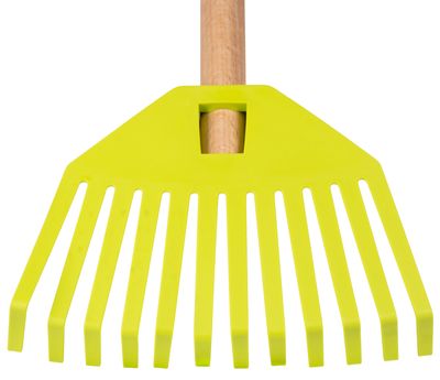 Rake GECO 23352, 195x14x780, children's, plastic, green, wooden handle