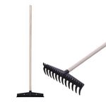 Kerti gereblye Strend Pro Premium S892, 325x115 mm, 12 fogú, kétoldalas, fa nyél