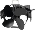Ventilátor Strend Pro, krbový, s úchytom na dymovod a magnetom, poháňaný teplom, 4-lopatkový, čierny
