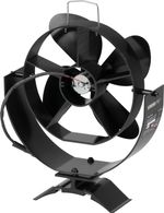 Ventilátor Strend Pro, kandalló, füstcsőre rögzíthető és mágneses, hővel működő, 4 lapátos, fekete