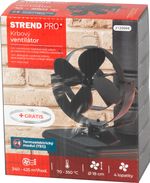 Ventilátor Strend Pro, kandalló, füstcsőre rögzíthető és mágneses, hővel működő, 4 lapátos, fekete