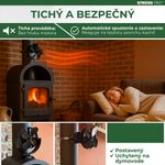 Ventilátor Strend Pro, kandalló, füstcsőre rögzíthető és mágneses, hővel működő, 4 lapátos, fekete