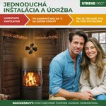 Ventilátor Strend Pro, krbový, s úchytom na dymovod a magnetom, poháňaný teplom, 4-lopatkový, čierny