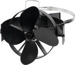 Ventilátor Strend Pro, kandalló, füstcsőre rögzíthető és mágneses, hővel működő, 4 lapátos, fekete