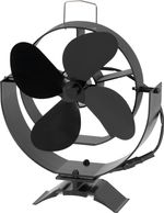 Ventilátor Strend Pro, krbový, s úchytom na dymovod a magnetom, poháňaný teplom, 4-lopatkový, čierny