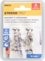 Magnet Strend Pro, extra strong, with hook, 16 mm, max. 6 kg, pack of 4 pcs