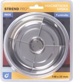 Miska Strend Pro, nádoba, na skrutky, magnetická, 4 priehradky, nerez, 148x25 mm