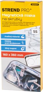 Magnetic Bowl Strend Pro, container, for screws, rectangular, stainless steel, 160x360 mm